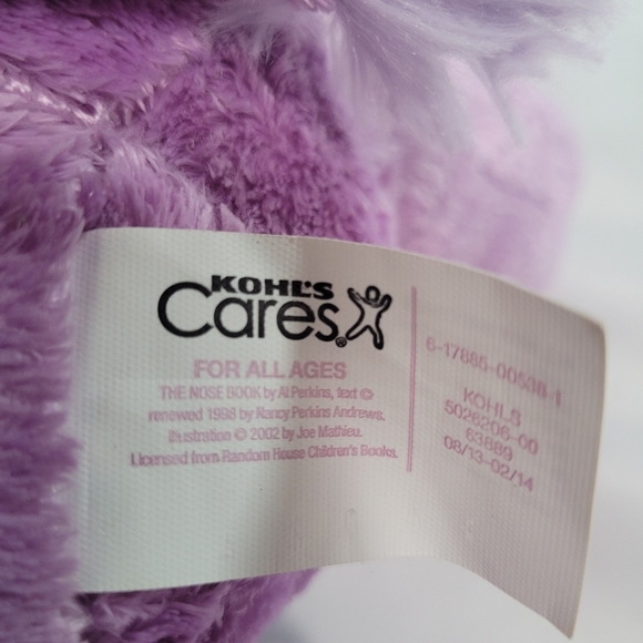 Kohls Cares Dr. Suess The Nose Book Purple Elephant Plush 12" Stuffed Animal - Picture 5 of 6